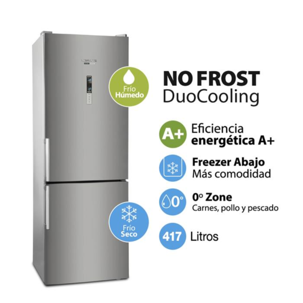 HELADERA KOHINOOR KHGA 41D/8 NO FROST 417 lts PLATA