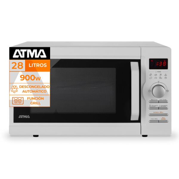MICROONDAS ATMA 28L DIGITAL GRILL MD1728GN BLANCO