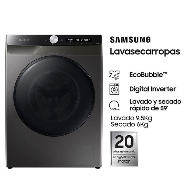 LAVASECARROPAS SAMSUNG 9.5/6KG ACERO WD95A4453BXUBG9