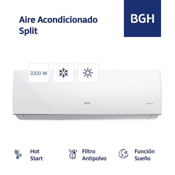 Aire Acondicionado Split BGH BSE35WCHU 3200Watts f/c