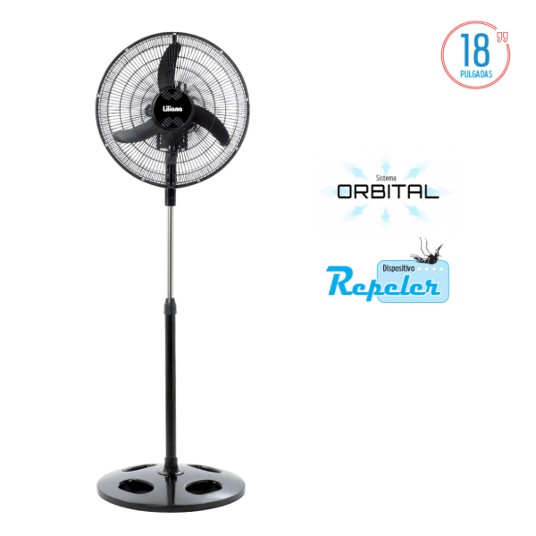 VENTILADOR LILIANA DE PIE 18" ASPAS NEGRAS VPRN18