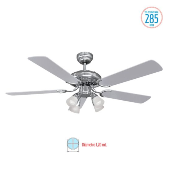 VENTILADOR LILIANA DE TECHO 1.2M 80W REVERSIBLE BANCO/ NEGRO CON  LUZ VTHM415