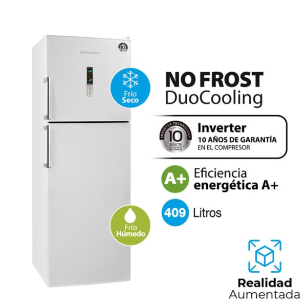 HELADERA KOHINOOR C/F ARRIBA NO FROST INV 409L KHD42DI/9 BL