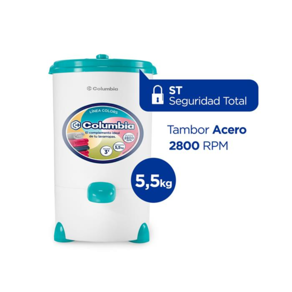 SECARROPAS COLUMBIA COLORS 5.5KG HTS 5503 TURQUESA