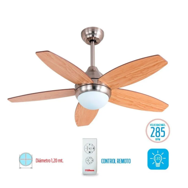 VENTILADOR LILIANA DE TECHO 1,2M 80W REV DIG VTHM315R