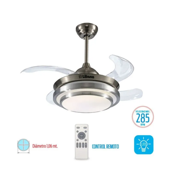 VENTILADOR LILIANA DE TECHO 1M 80W DIG LUZ VTHA604