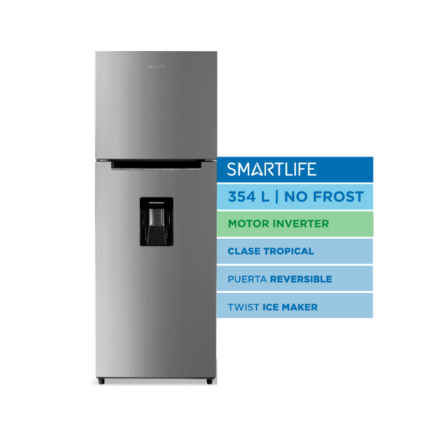 HELADERA SMARTLIFE C/DISPENSER 354LTS  SL-RNF370SDINV NO FROST INVERTER GRIS