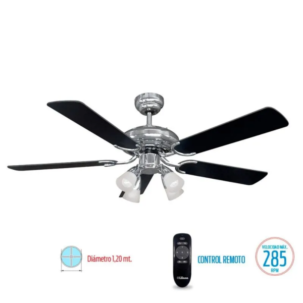 VENTILADOR LILIANA DE TECHO 1.2M 80W REV DIG VTHM415R