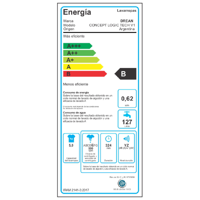 Lavarropas Carga Superior 5 Kg Blanco Drean - CONCEPT FUZZY LOGIC TECH V1