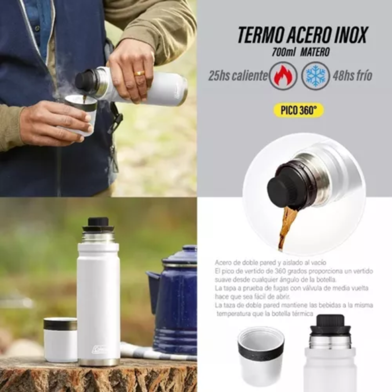 TERMO COLEMAN MATERO 700ML NEGRO