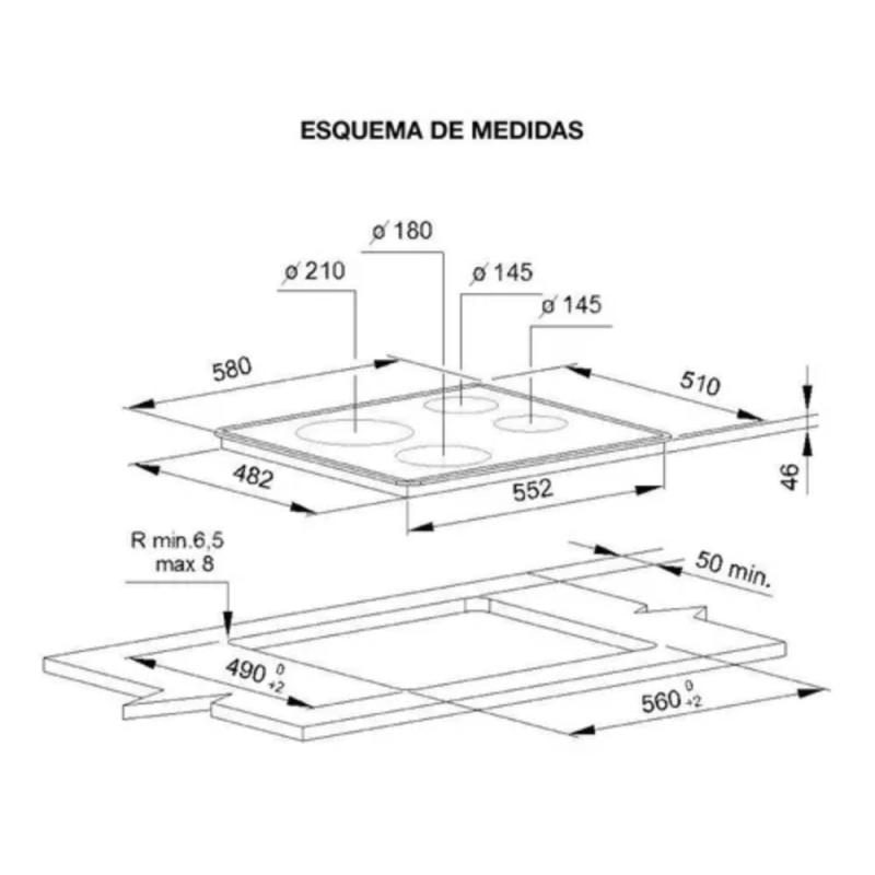ANAFE WHIRLPOOL VITROCERAMICO 4H AKT8090L