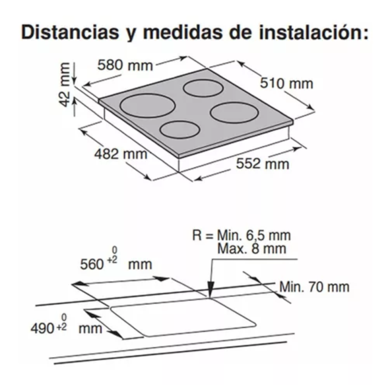 ANAFE WHIRLPOOL VITROCERAMICO 4H AKT8090L