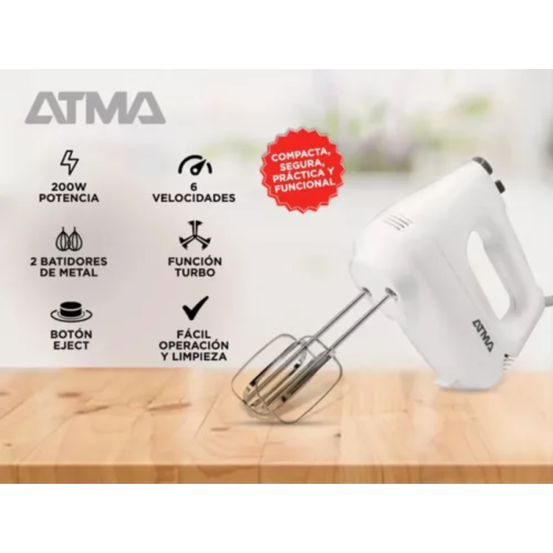 BATIDORA ATMA DE MANO 200W BM8740AP BLANCA
