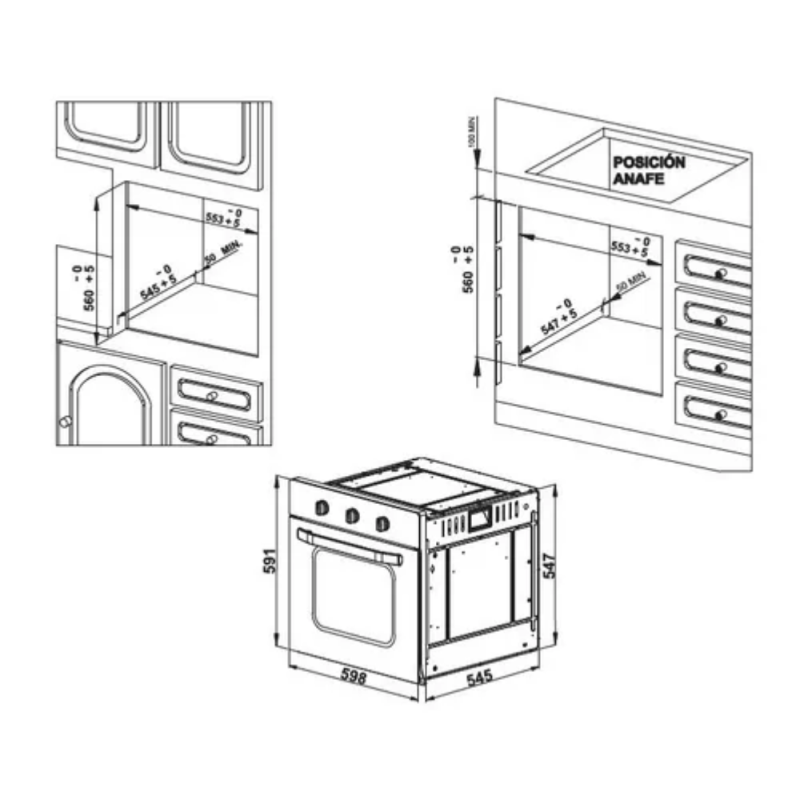HORNO FLORENCIA ELECTRICO EMPOTRABLE 7857F NEGRO