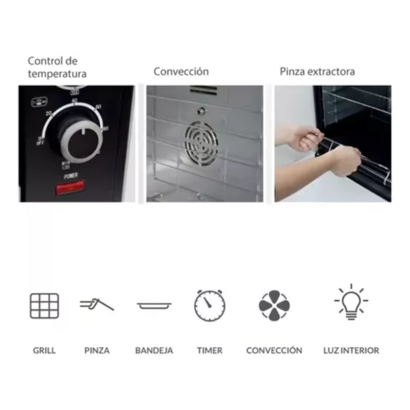 HORNO YELMO ELECTRICO 120L CON LUZ