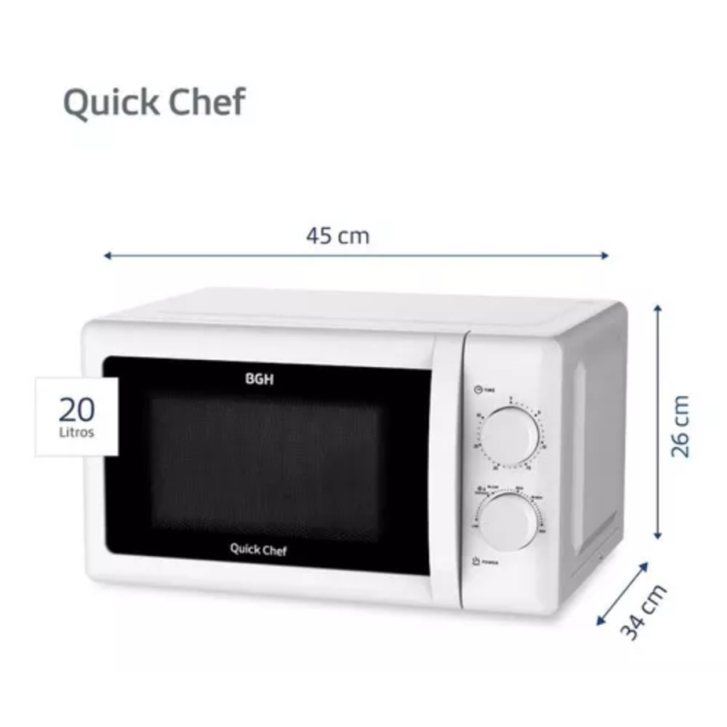 MICROONDAS BGH 20L ROTATIVO B120M20 BLANCO