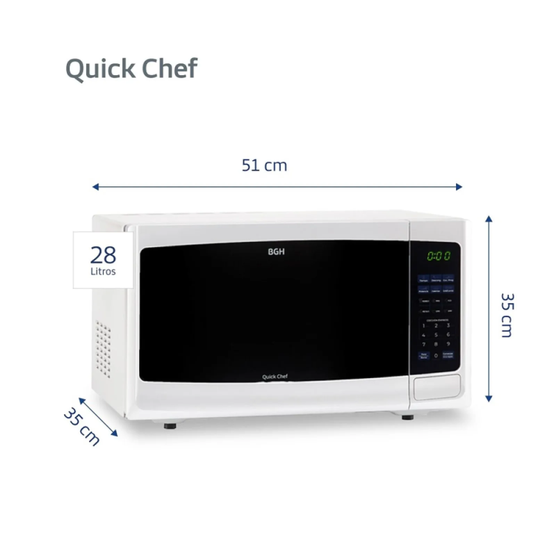 MICROONDAS BGH 28L DIGITAL GRILL B228DB9 BLANCO