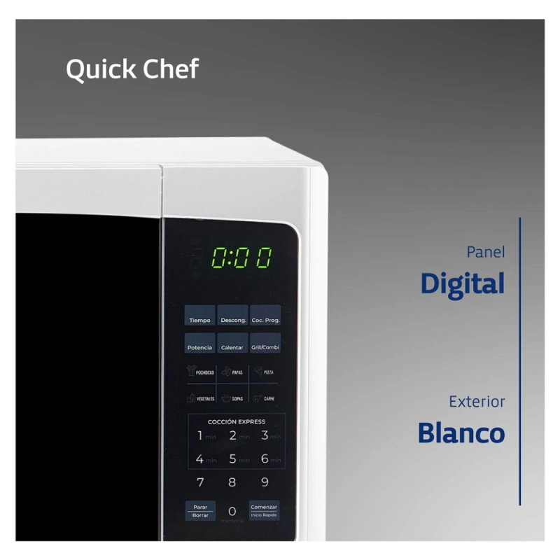 MICROONDAS BGH 28L DIGITAL GRILL B228DB9 BLANCO