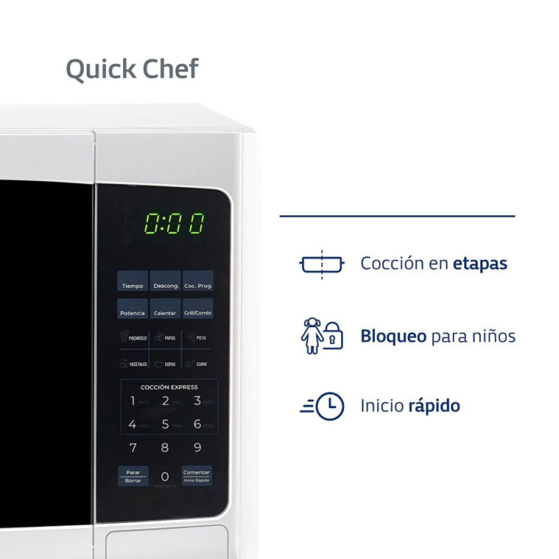 MICROONDAS BGH 28L DIGITAL GRILL B228DB9 BLANCO