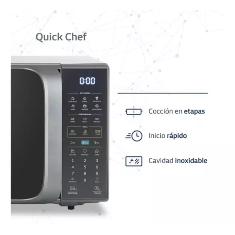 MICROONDAS BGH 20L DIGITAL B120DS20 SILVER