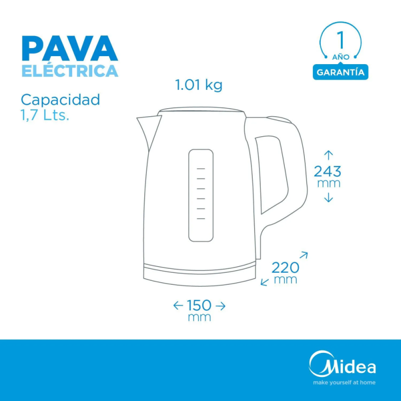 PAVA ELECTRICA MIDEA DIGITAL EK-DC17XAR1 ACERO