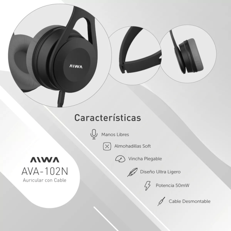 AURICULAR AIWA CON CABLE AVA-102N NEGRO