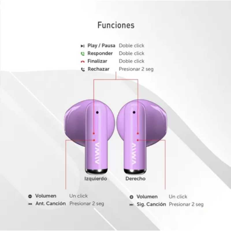 AURICULAR AIWA INALAMBRICO ATA-506L LILA