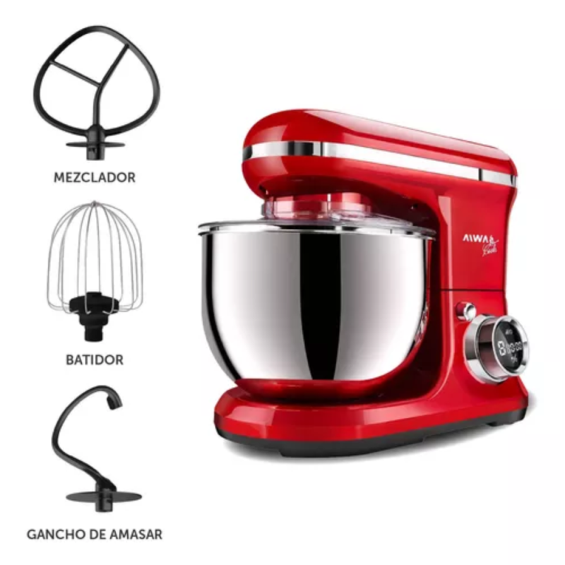 BATIDORA AIWA PLANETARIA 5.2L 1200W AW-BP508R ROJO METAL