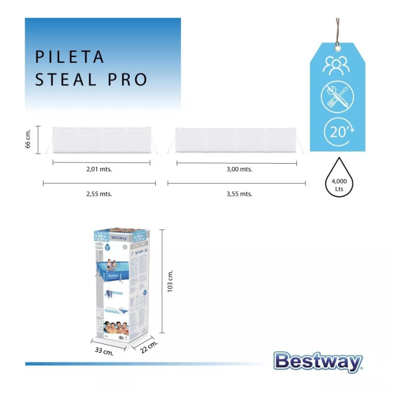 PILETA STEEL PRO 4000L 300x201CM