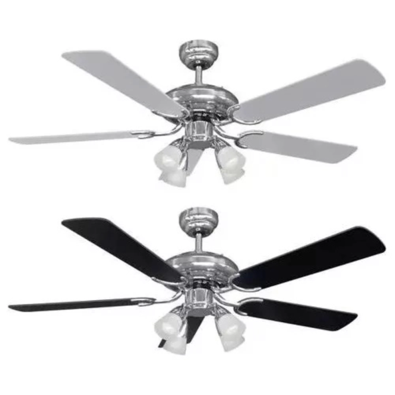 VENTILADOR LILIANA DE TECHO 1.2M 80W REVERSIBLE BANCO/ NEGRO CON LUZ VTHM415