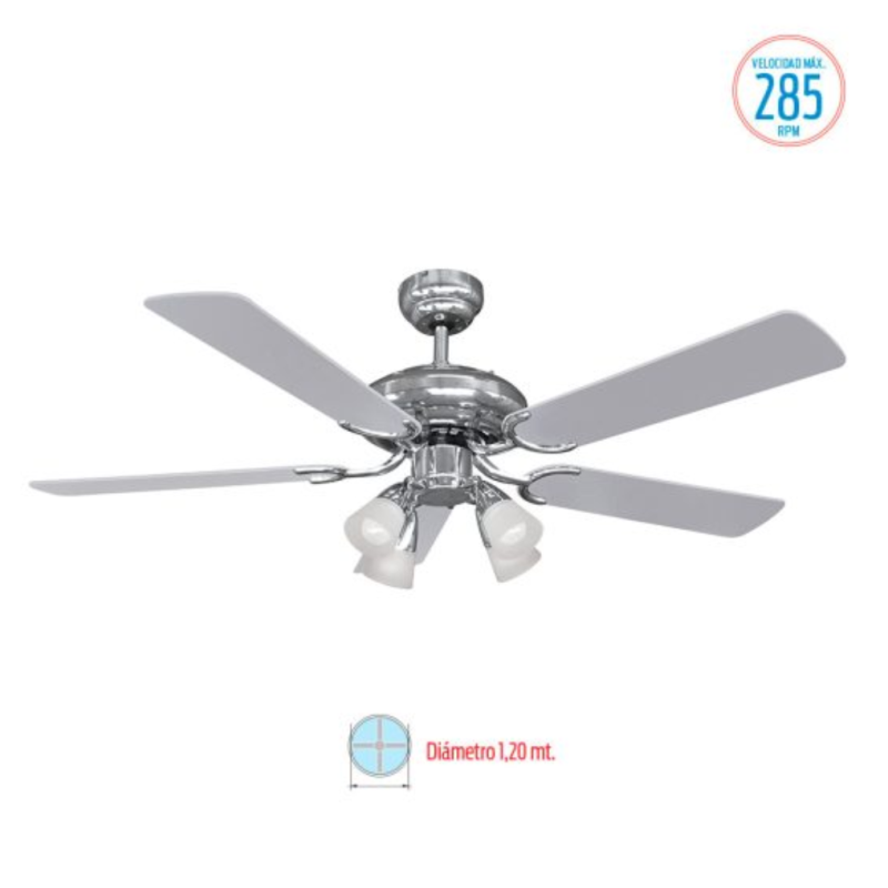 VENTILADOR LILIANA DE TECHO 1.2M 80W REVERSIBLE BANCO/ NEGRO CON LUZ VTHM415