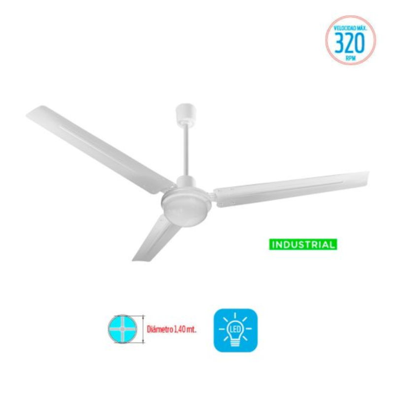 VENTILADOR LILIANA DE TECHO CON LUZ IND 1,4M 90W VTHI513