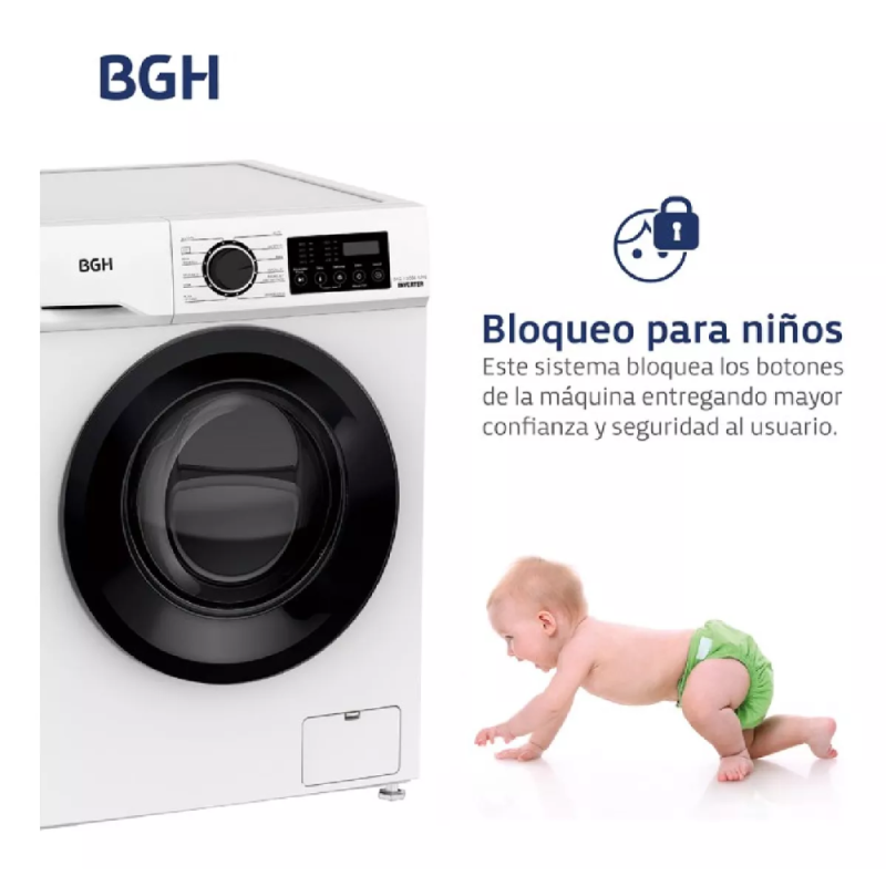 LAVARROPAS BGH INVERTER 8KG BWFI08W24AR BLANCO