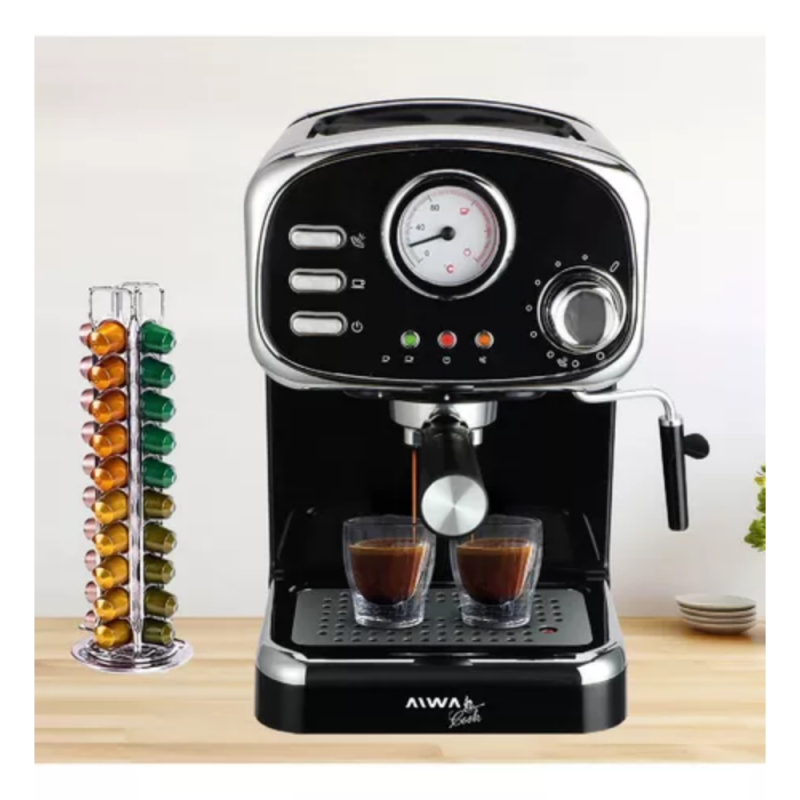 CAFETERA AIWA EXPRESSO CON ESPUMADOR P/CAPSUÑAS AWK-CE200N