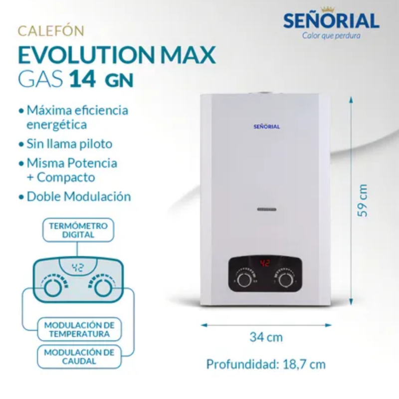 CALEFON SEÑORIAL EVOLUTION MAX 14L GN