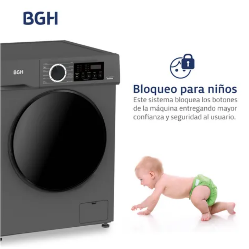 LAVARROPAS BGH INVERTER 8KG BWFI08S24AR PLATA