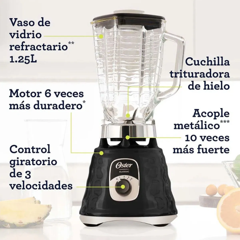 LICUADORA OSTER CLASICA 700W JARRA VIDRIO BLST4655B NEGRA