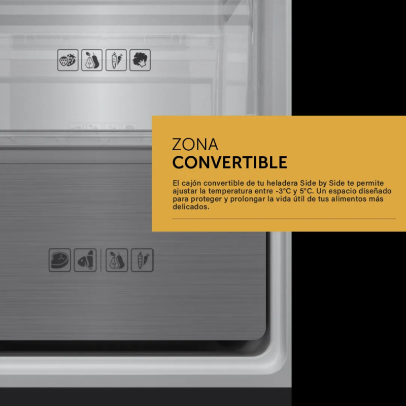 HELADERA VONDOM INVERTER 631 LTS SBS631 ACERO INOX