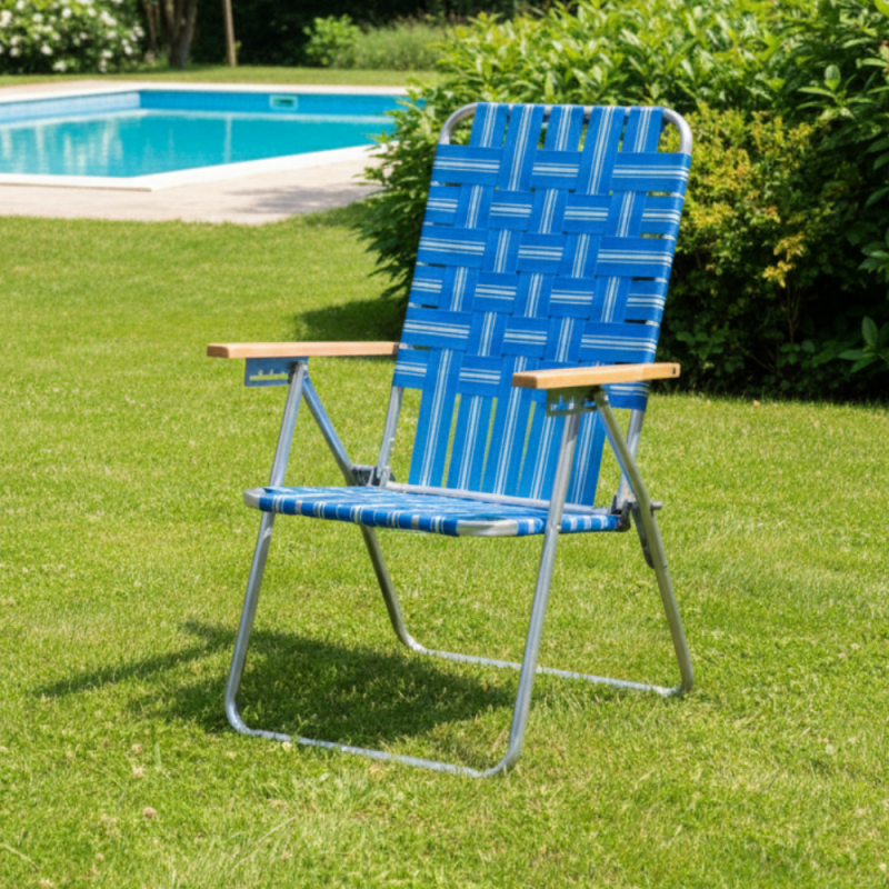 REPOSERA PLEGABLE 5P C/CINTAS ALUM 80001 AZUL BLANCO