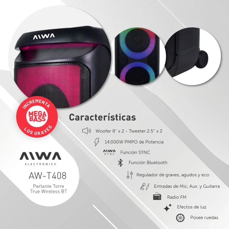 PARLANTE AIWA TORRE AW-T408