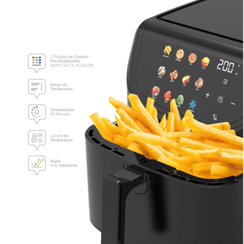 FREIDORA DE AIRE RANSER DIGITAL CAPRI AF-8850 9L NEGRA