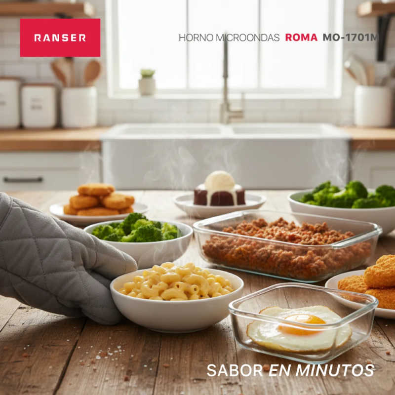 MICROONDAS RANSER 20L ROMA MO-1701M BLANCO MECANICO