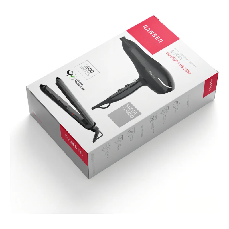 SECADOR DE PELO Y PLANCHITA RANSER AFFORI HD-2250 HD-5500