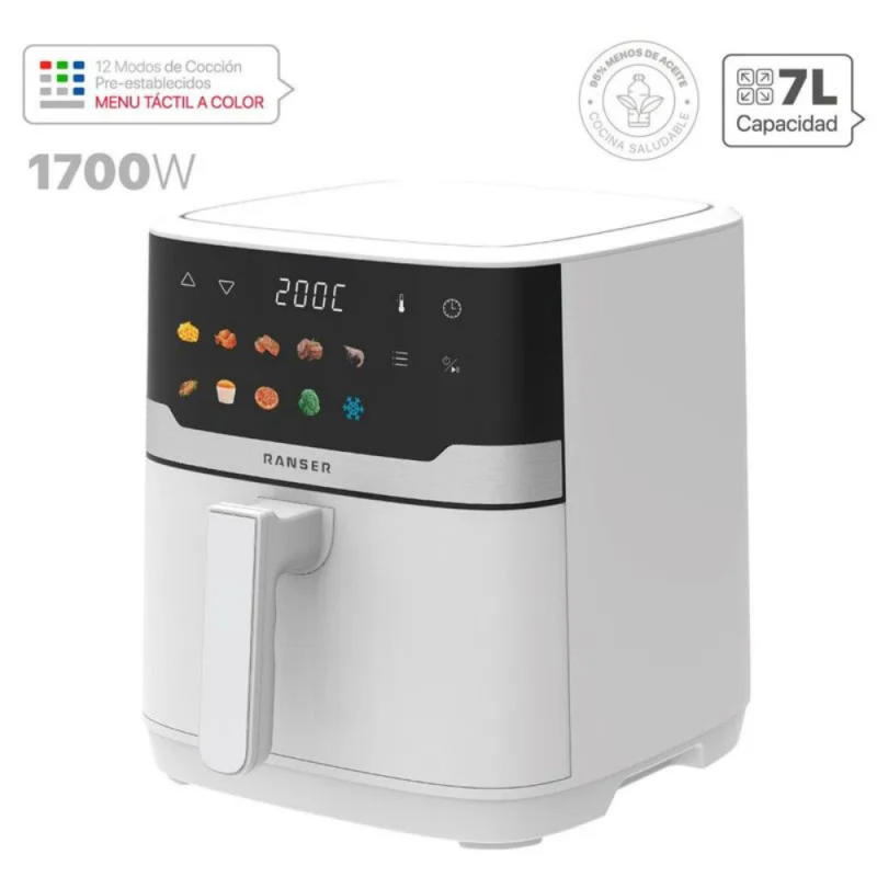 FREIDORA DE AIRE RANSER DIGITAL RAVELLO AF-8675W 7L BLANCA