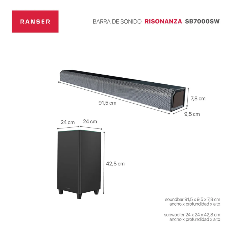 BARRA DE SONIDO RANSER 2.1 RISONANZA SB7000SW