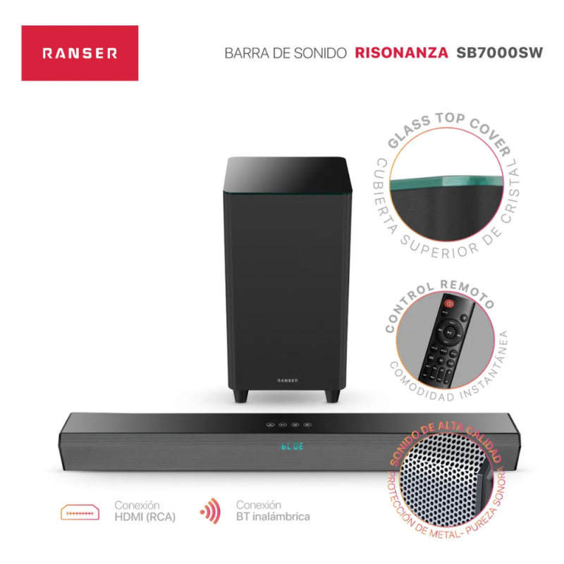 BARRA DE SONIDO RANSER 2.1 RISONANZA SB7000SW