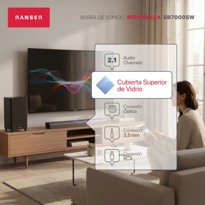 BARRA DE SONIDO RANSER 2.1 RISONANZA SB7000SW