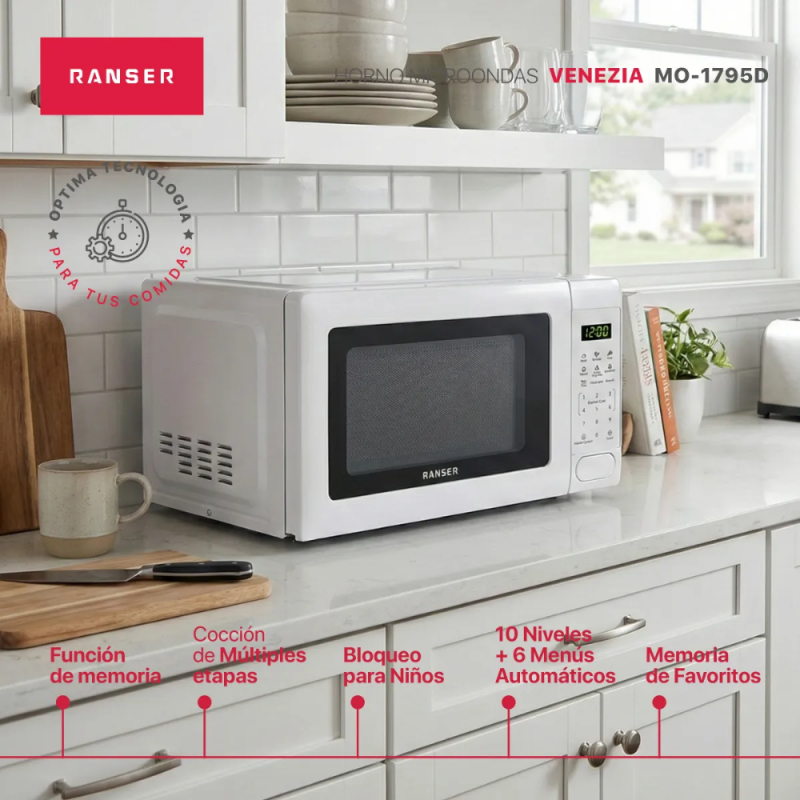 MICROONDAS RANSER 20L VENEZIA MO-1795D DIGITAL BLANCO