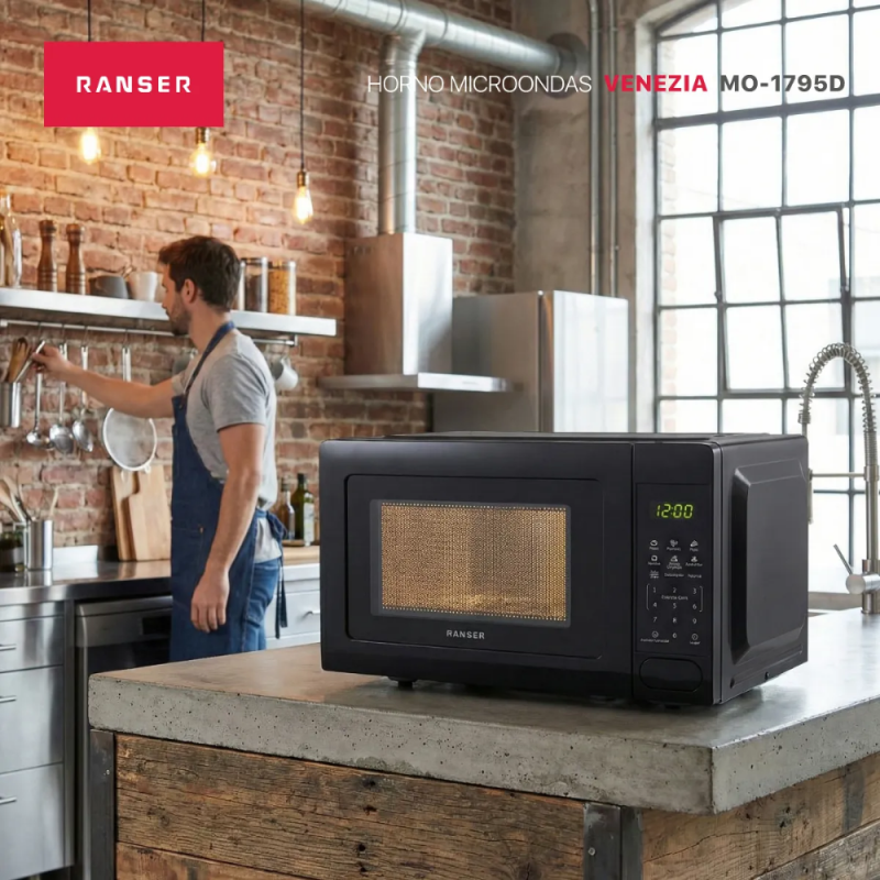 MICROONDAS RANSER 20L VENEZIA MO-1795D DIGITAL NEGRO