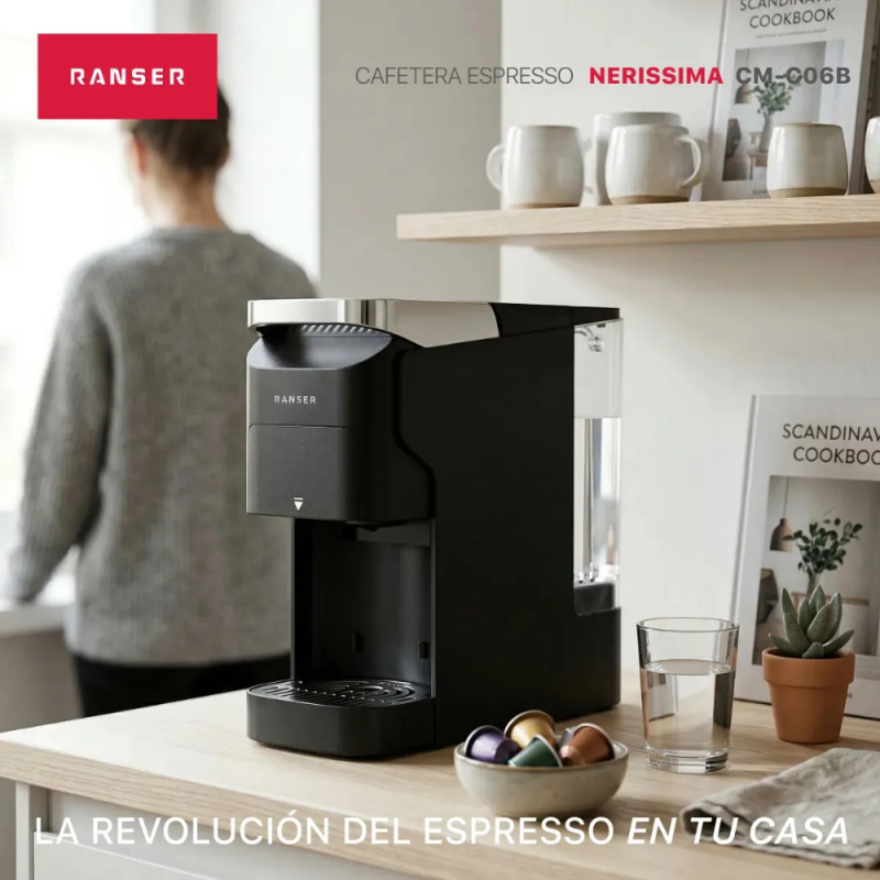 CAFETERA RANSER ESPRESSO NERISSIMA CM-C06B NEGRA